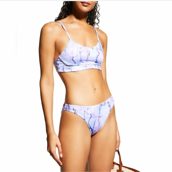 Terez Bra Top NWT $90 Swim Purple Marble Bikini Gym Large Medium Festival Rave - Picture 13 of 13